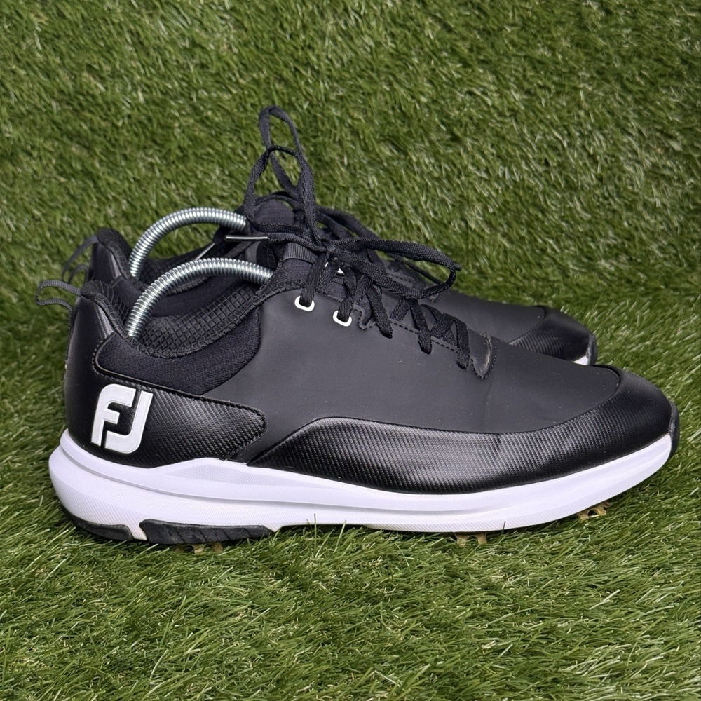 FootJoy Mens Tour Rival Golf Shoes Black White 56960 Size 10 W Wide